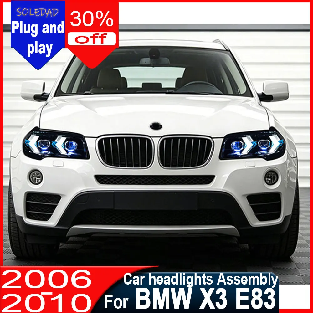 

Car Headlights for BMW X3 E83 2006 2007 2008 2009 2010 LED Dynamic signal Yellow and White DRL Car Accessories Plug and play