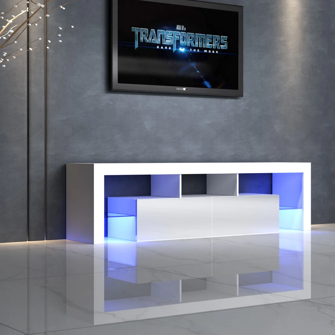 

Modern simple high-gloss LED TV cabinet coffee table combination Living room bedroom storage cabinet TV cabinet