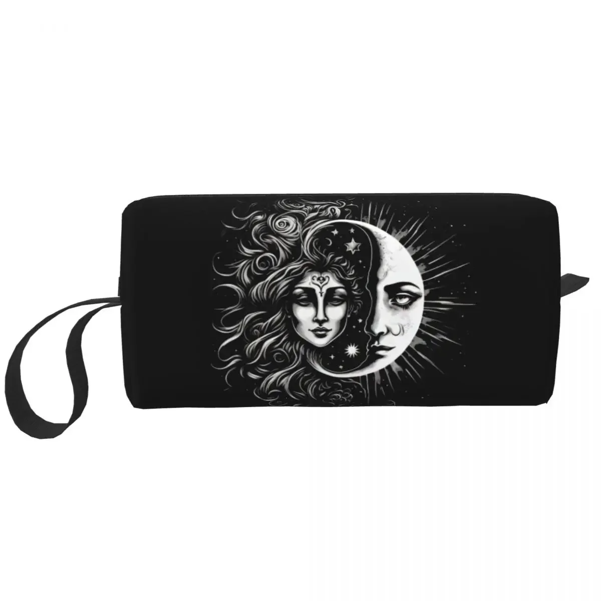 Custom Vintage Moon Solar Eclipse Travel Cosmetic Bag Women Toiletry Makeup Organizer Lady Beauty Storage Bags Dopp Kit Case Box