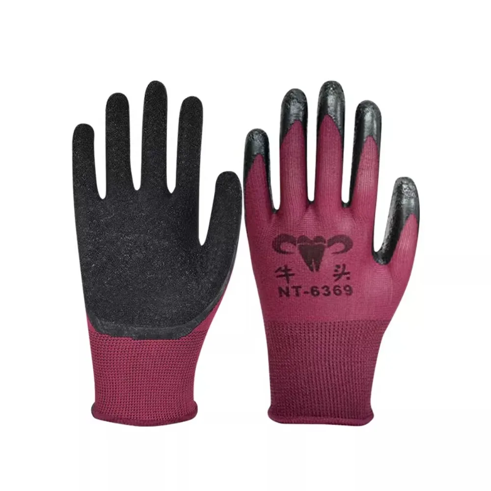 

Work wear-resistant gloves anti-skid latex wrinkles thickened dipping glue breathable protection safety gloves gants de travail
