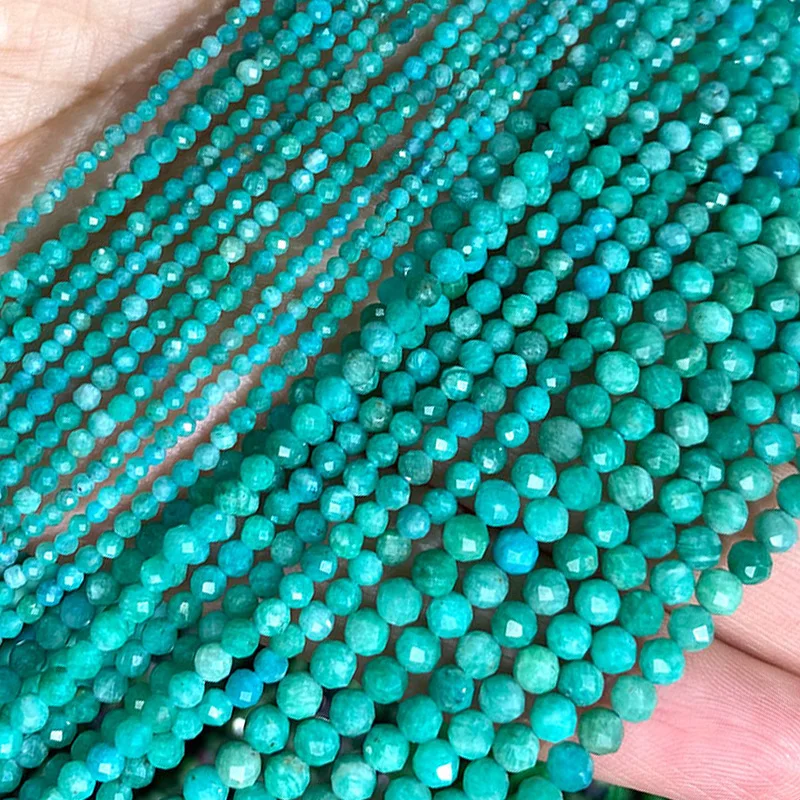 2 3 4MM Faceted Stone Beads Natural Apatite Agate Jade Amethyst Tourmaline Round Spacer Beads for Jewelry Making Diy Bracelet
