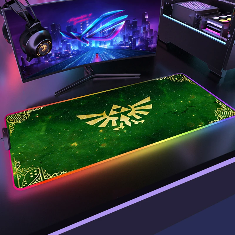 

Anime Zeldas of Legends Mouse Pad RGB Laptop Mat Desk Carpet Pc Gamer Accessories Keyboard Computer Table Deskpad Mousepad LED