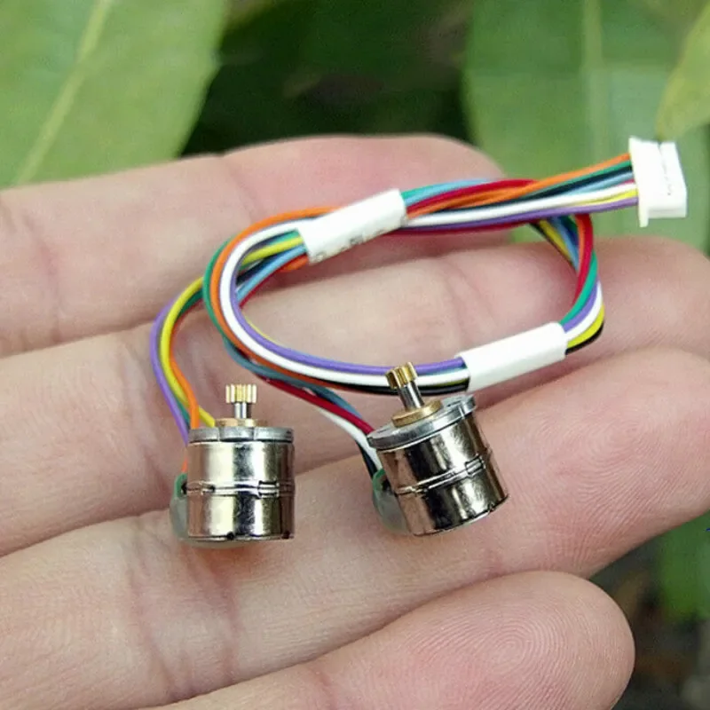 2PCS/Set Micro Mini Stepper Motor 8MM 2 Phase 4 Wire Line Stepping Motor with Small Copper Gear and Connecting  Camera Parts