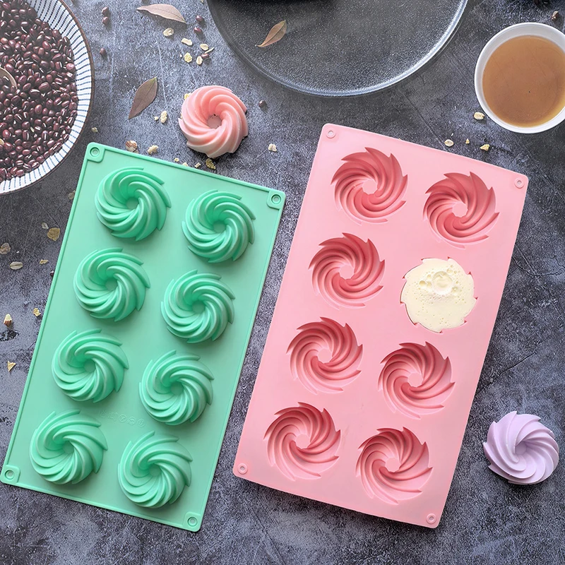 Porous Spiral Cake Silicone Mold Baking Tool Doughnut Chocolate Jelly Ice Cube Mold Biscuit Decor Making Soap Candle Mould Gifts