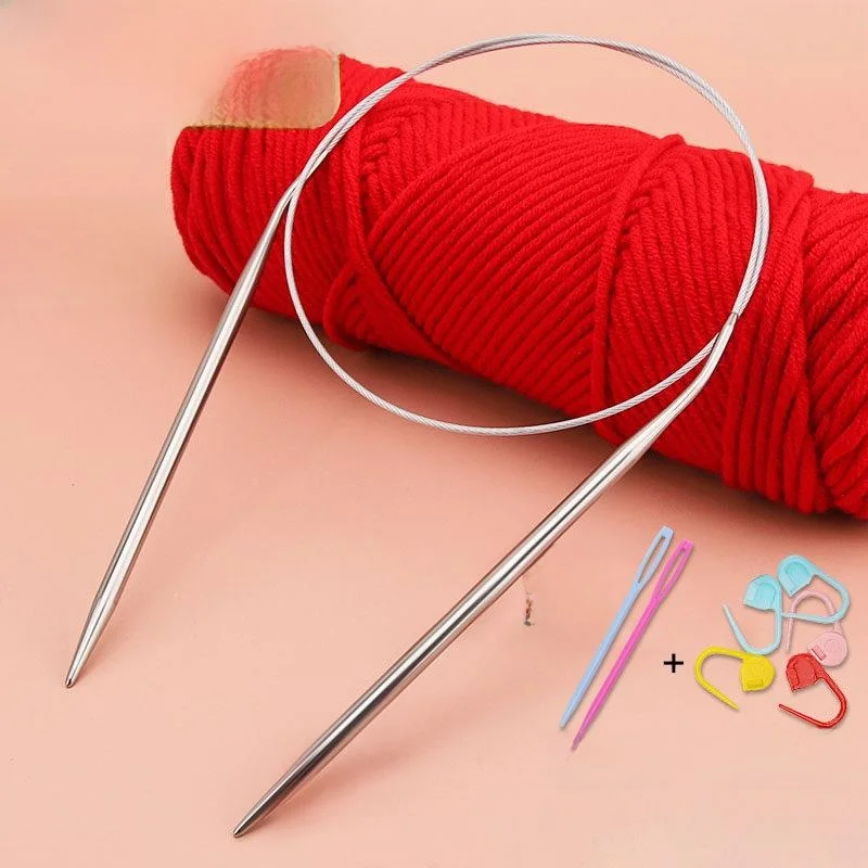

Hand Knitting Needle Circular Stainless Steel Crochet Tool for Sweater Scarf Hat DIY Manual Sewing Material And Finished Goods