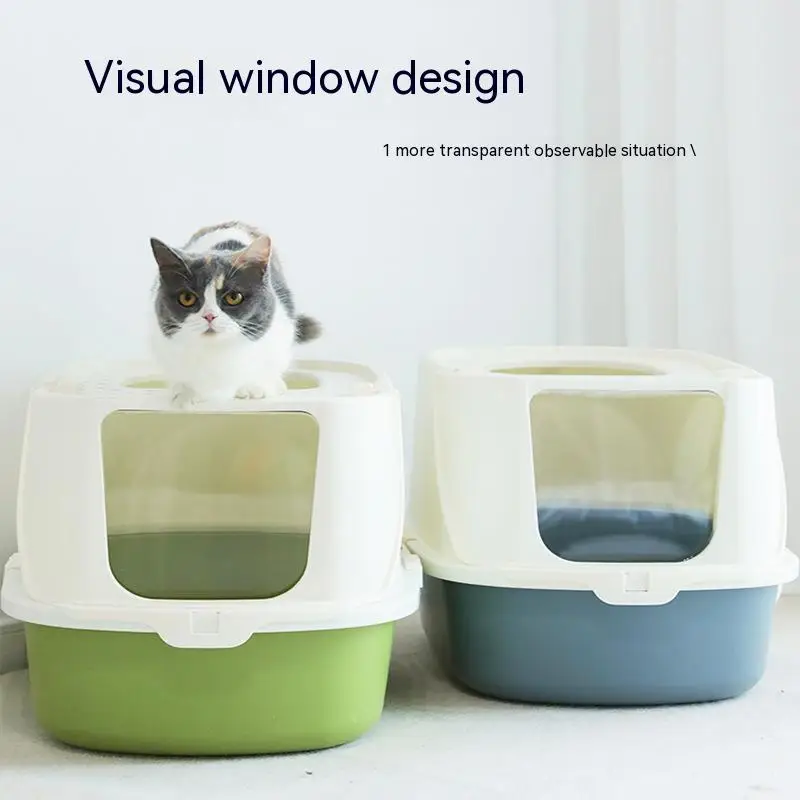 

Litter Box for Cats Fully Enclosed Anti-Odor Cat Toilet Xxl Large Space Foldable Litter Box with Front Entrance Outlet with Tray