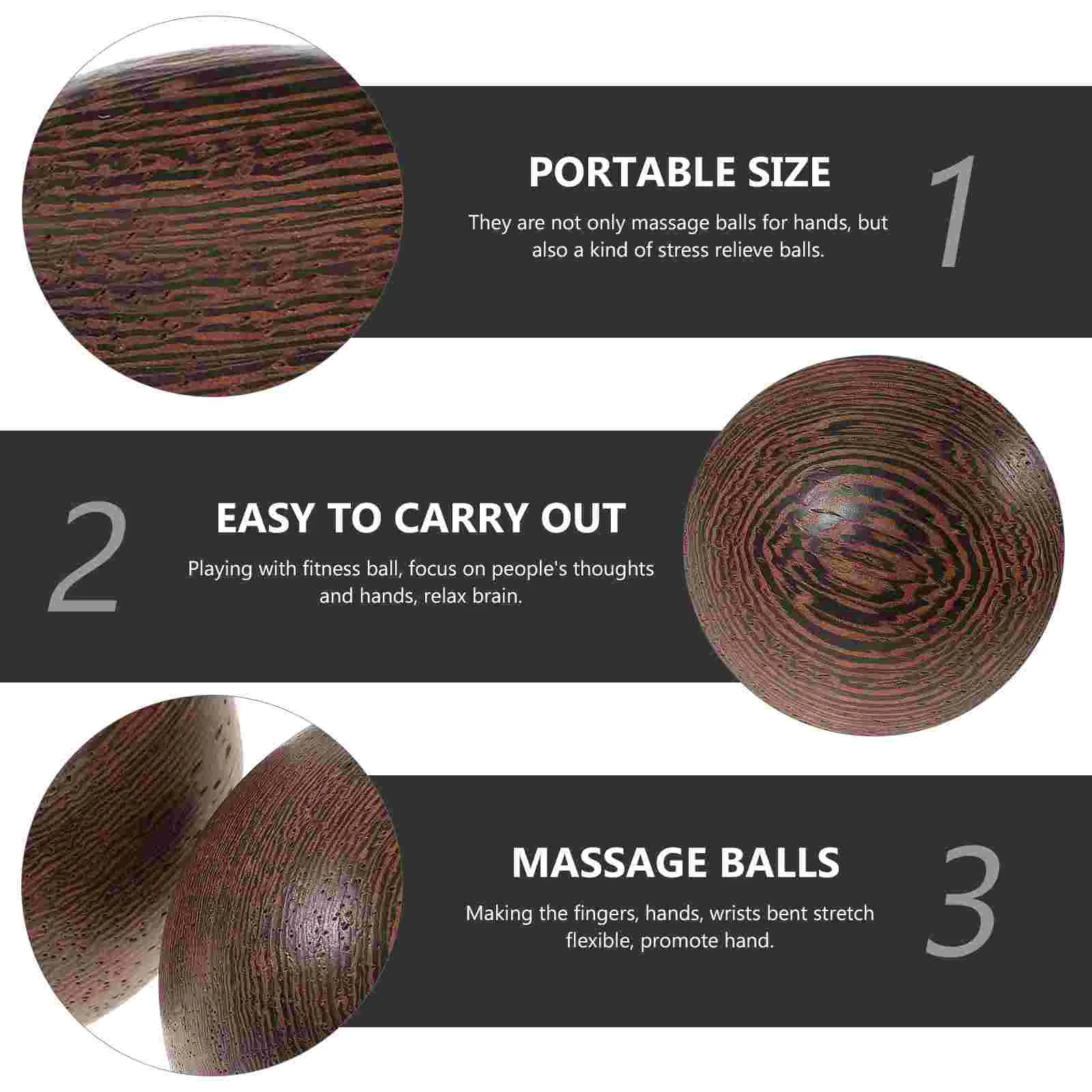 1 Pair of Rosewood Handball Ball Exersice Wrist Balls exercise handballs hand massage balls