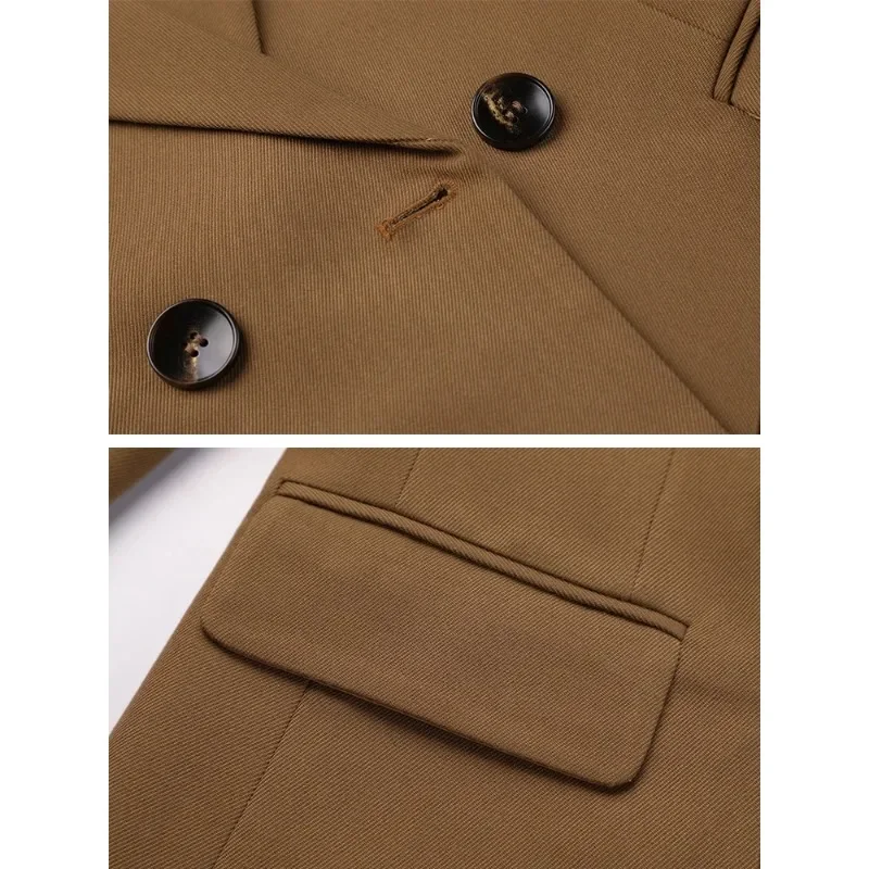 Blazer formel à simple boutonnage pour femme, veste à manches longues pour femme, café, noir, décoration de bouton solide, vêtements d'affaires et de travail