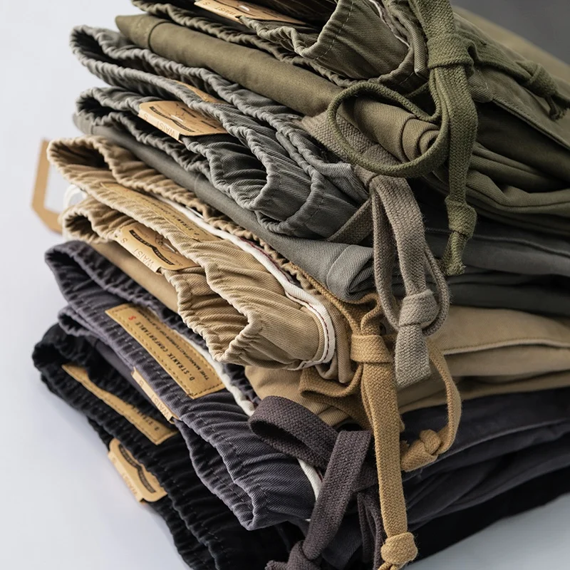 

Мужские повседневные брюки из чистого хлопка Waed, модные прямые брюки с несколькими карманами, молодежная весенняя мода