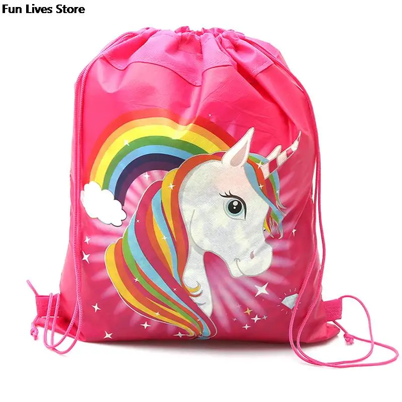 Drawstring Strap Pocket Storage Bag Unicorn Backpack For Adult Children Waterproof Backpacks Cartoon Sundries Bags Cute Satchel