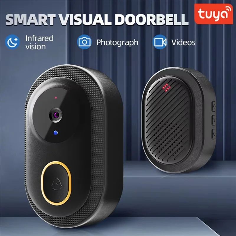 SQPP-Tuya جرس باب يتضمن شاشة عرض فيديو واي فاي كاميرا لاسلكية عالية الدقة IR إنذار الأمن المنزل الذكي واي فاي إنترفون جرس الباب كاميرا للمنزل