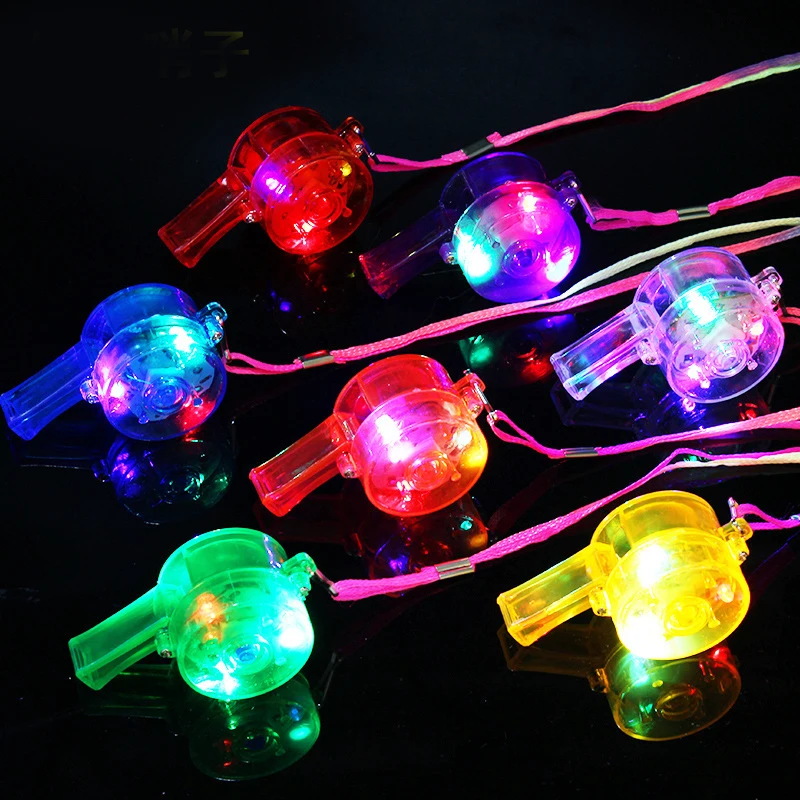 Glow Whistle Toys Colourful Lanyard LED Glow Fun Dark Party Rave Glow Party Prizes Kids Electronic Toys Children's Gifts