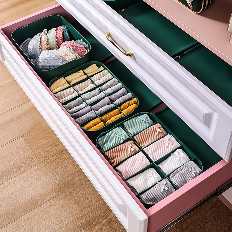 Underwear Storage Box Socks Bra Underwear Organizer Plastic Drawer Organizer for Closet Compartment Clothes Storage Box With Lid