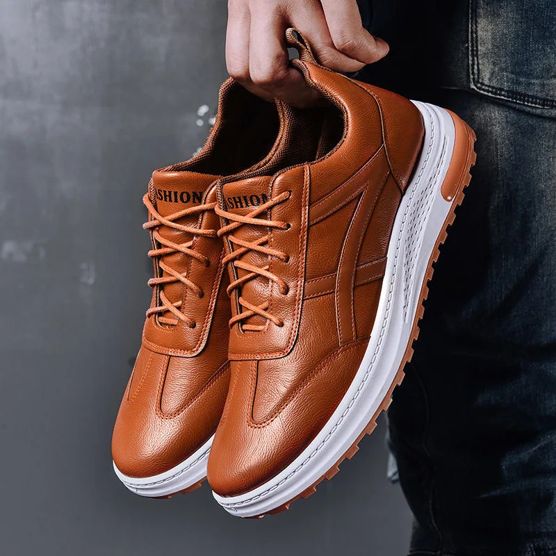 2026 Men Leather Shoes Sneakers New Trend Casual Shoe Breathable Leisure Male Sneakers Non-slip Footwear Vulcanized Shoes
