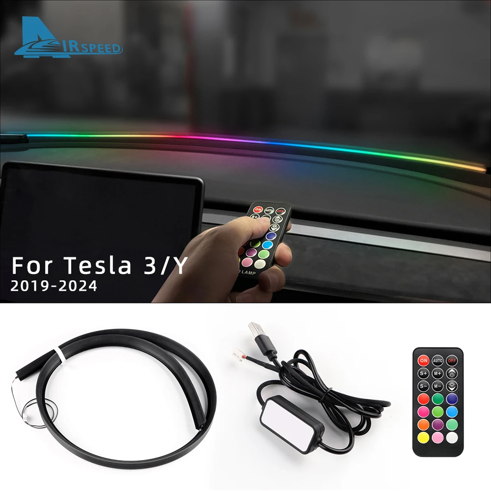 Parabrezza anteriore 136cm telecomando Symphony lampada per Tesla Model 3 Y 2020 2021 2022 2023 2024 Car LED Ambient Strip RGB APP