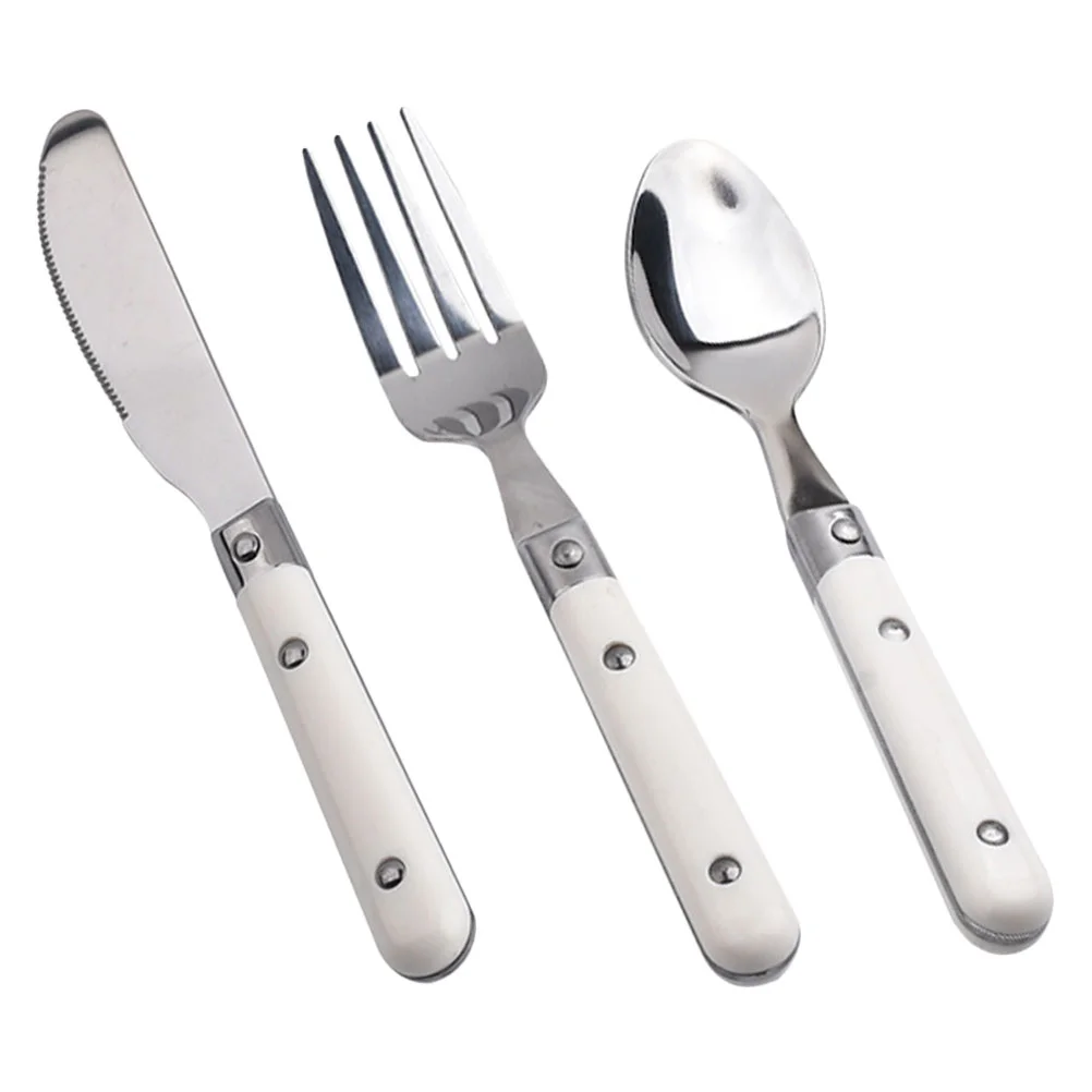 

3 Pcs Children's Knife Fork Spoon Cutlery Steak Tableware Stainless Steel Food Kids Western Flatware Toddler Home