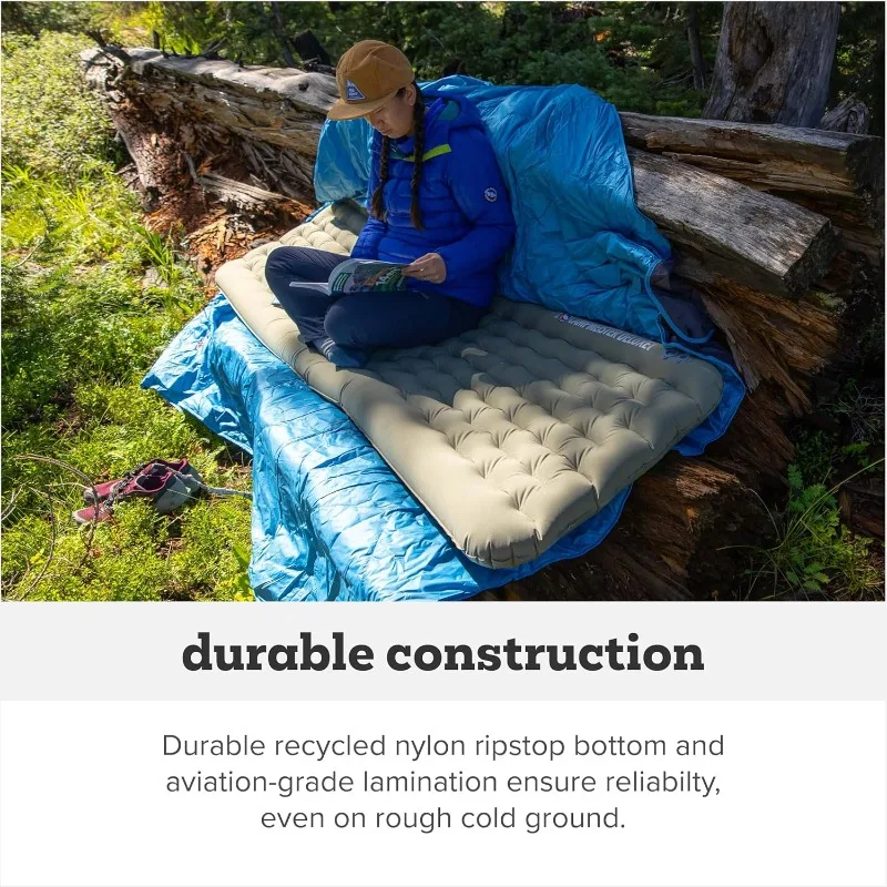 Campmeister Deluxe - وسادة نوم معزولة، حصيرة قابلة للنفخ خفيفة الوزن للتخييم، حقيبة ظهر مدمجة لجميع المواسم