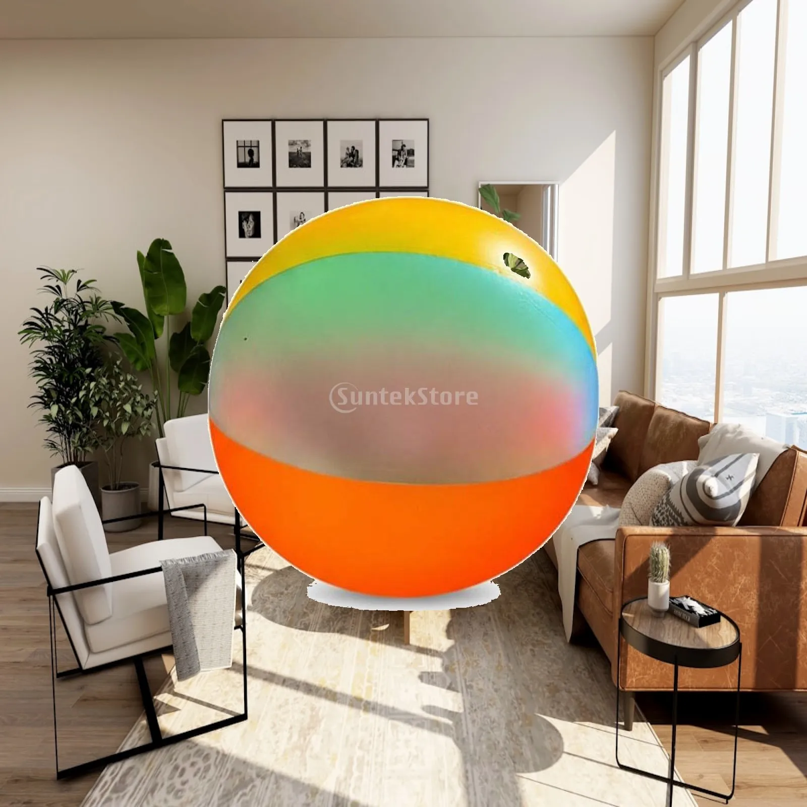 Large Inflatable Rainbow Beach Ball 24 Inch PVC Pool Water Toy for Kids Beach Party Fun