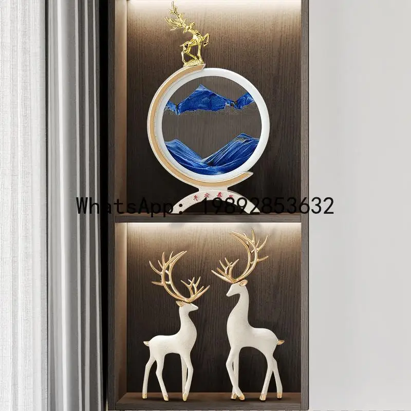 ZK Flowing Sand Painting Hourglass Warm Home Decoration Living Room TV Cabinet Deer Ornament Gift