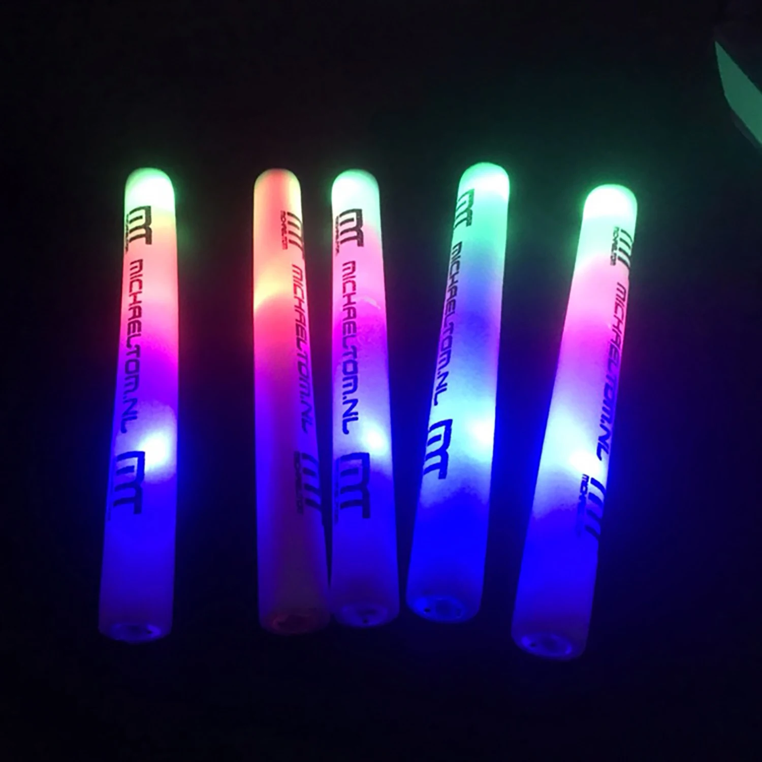 100/1000/5000Pcs LED Glow Sticks Foam Sticks Colorful Cheer Glow Stick Bulk Tube Dark Light for Birthday Wedding Party Supplies