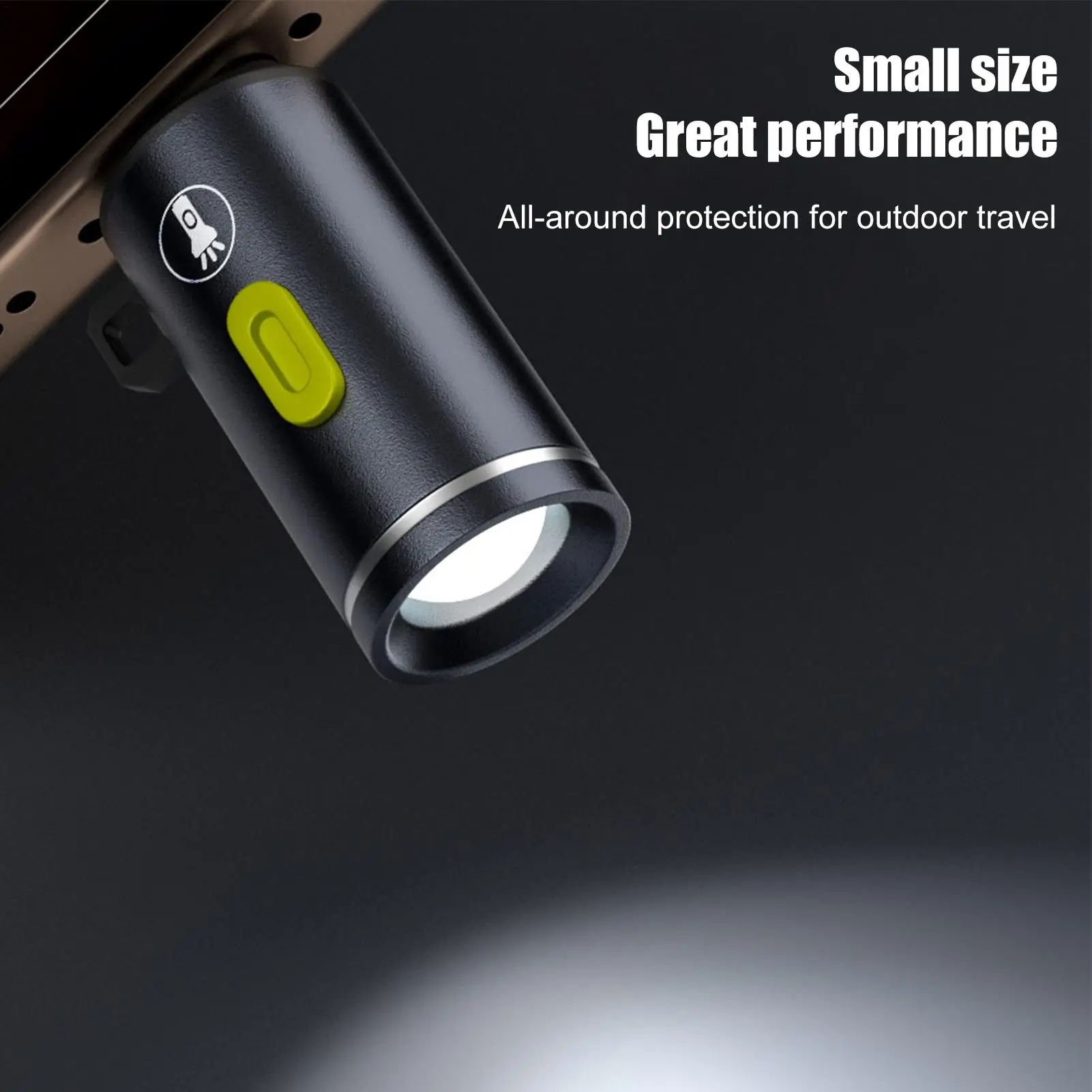 Portable Type-C Mini Flashlight Phone Keychain USB-C Electric Torch Nightlight Table Lamp For Riding Sports Outdoor Camping