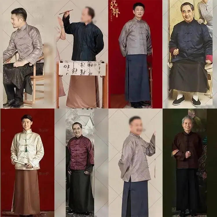 زي العريس الصيني التقليدي بدلة Xiuhe للرجال بدلة تانغ القديمة أزياء الكونغ فو هانفو على الطراز الصيني للرجال رداء طويل