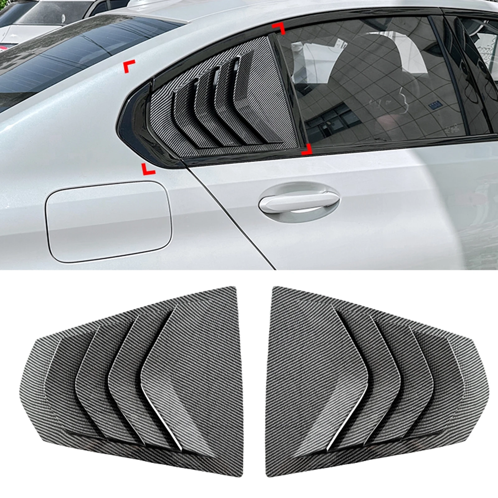 

For BMW 3 Series G20 320i 325i 330i M340i 2019 2020 2021-2023 Rear Window Side Louver Shutter Trim Windshield Cover Shade Blind