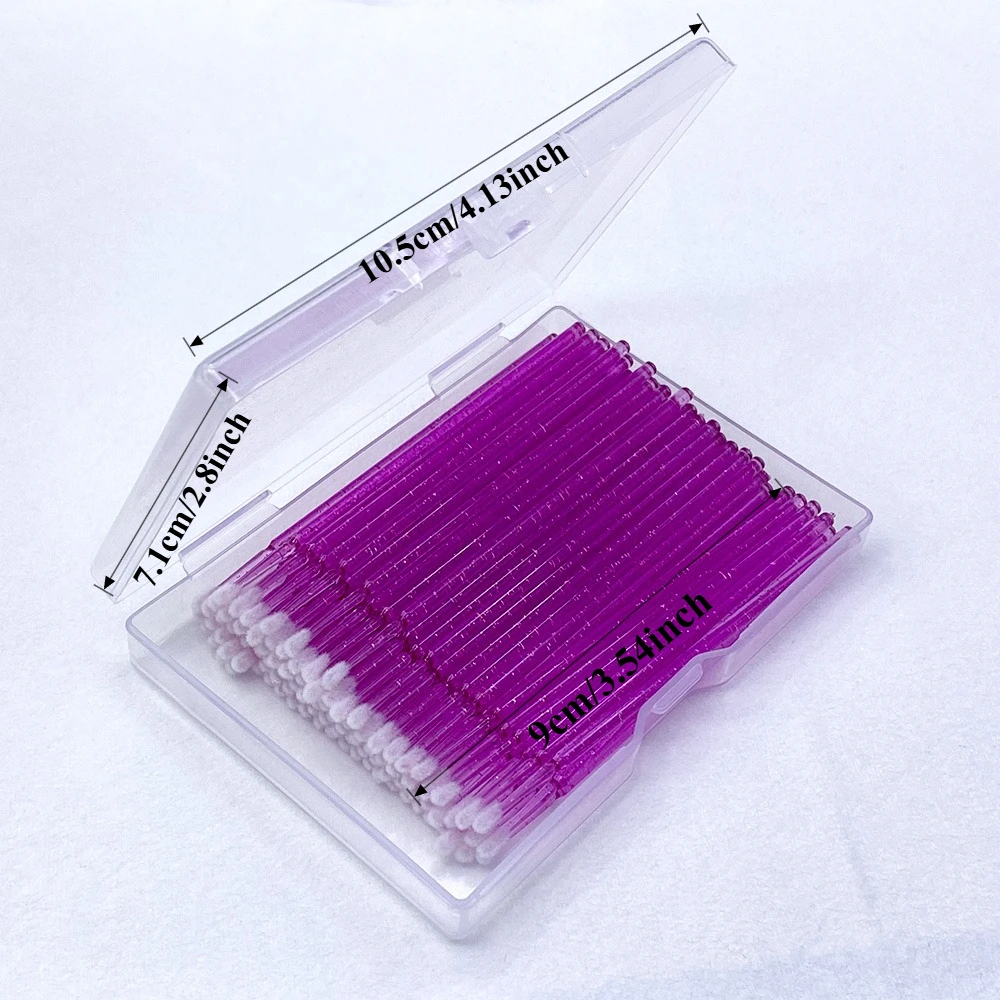 100 szt. Mikro Szczoteczki do Usuwania Sztucznych Rzęs, Opakowanie w Pudełku, Mikro Szczoteczki do Maskary, Aplikatory, Narzędzia do Przedłużania Rzęs, Pędzelki do Makijażu