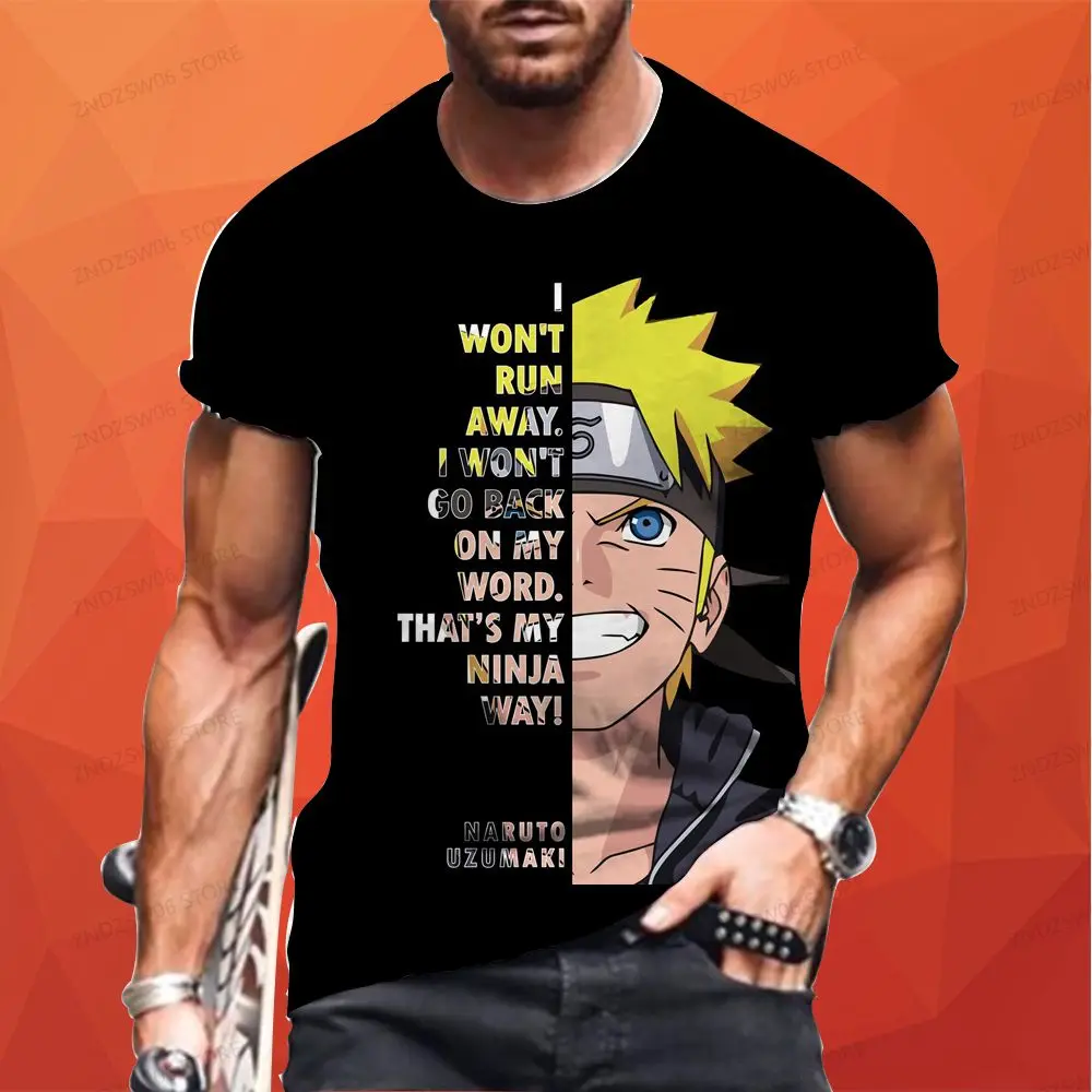 Camiseta Ninja de Naruto para hombre, camisa de Anime de gran tamaño, de secado rápido, de Hip Hop, Sasuke, Y2k, 110-6XL, de verano, 2024