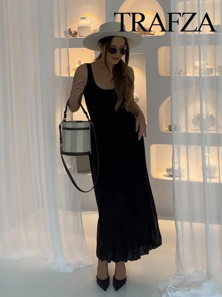 

HH Women's Summer New Fashion Solid Square Collar Sexy Backless 2 Color Long Dress Female Chic Elegant Slim Sleeveless Dress