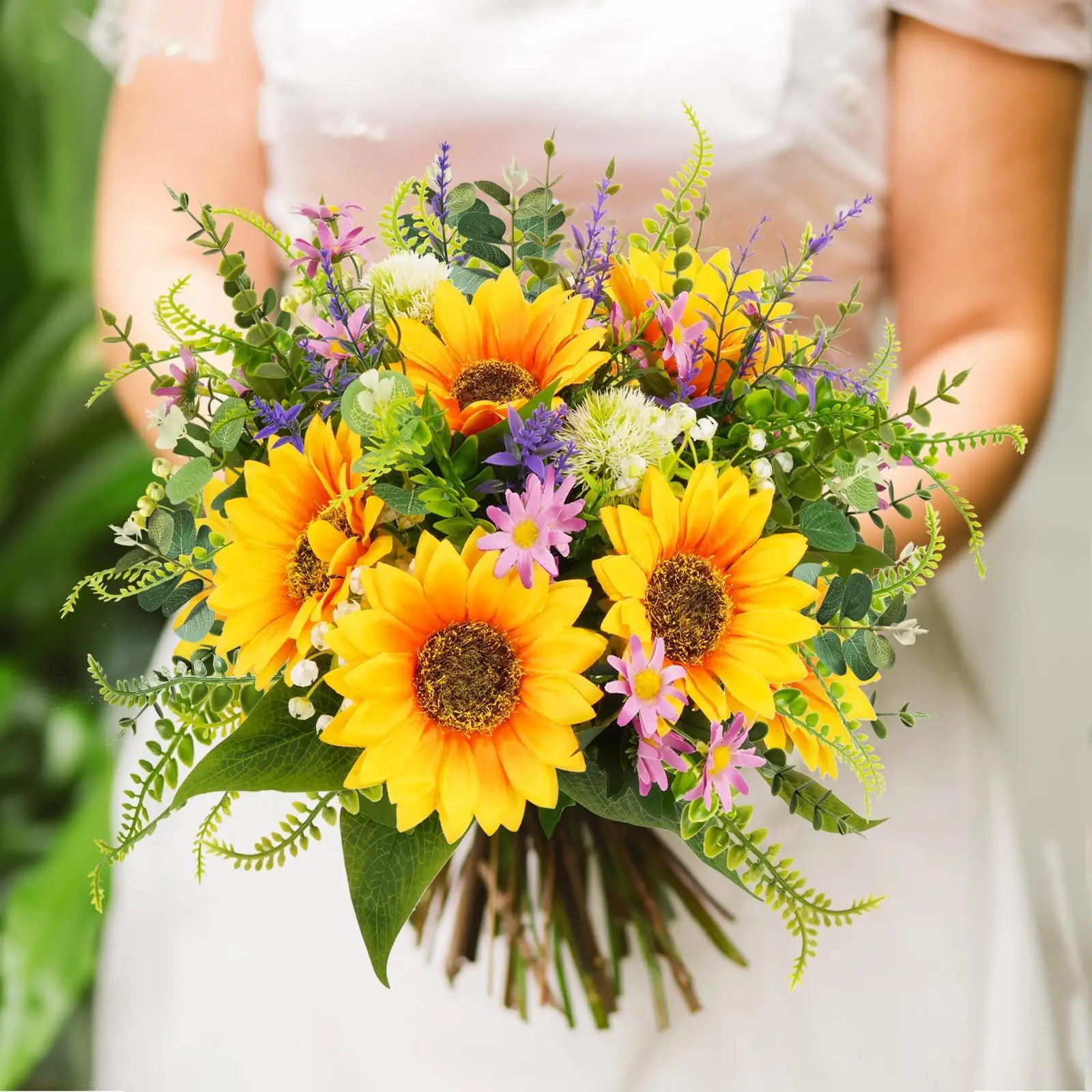 22pcs Mixed Artificial Sunflowers Arrangements for Bridal Bouquets Wedding Centerpieces Indoor Home Kitchen Office Table Decor