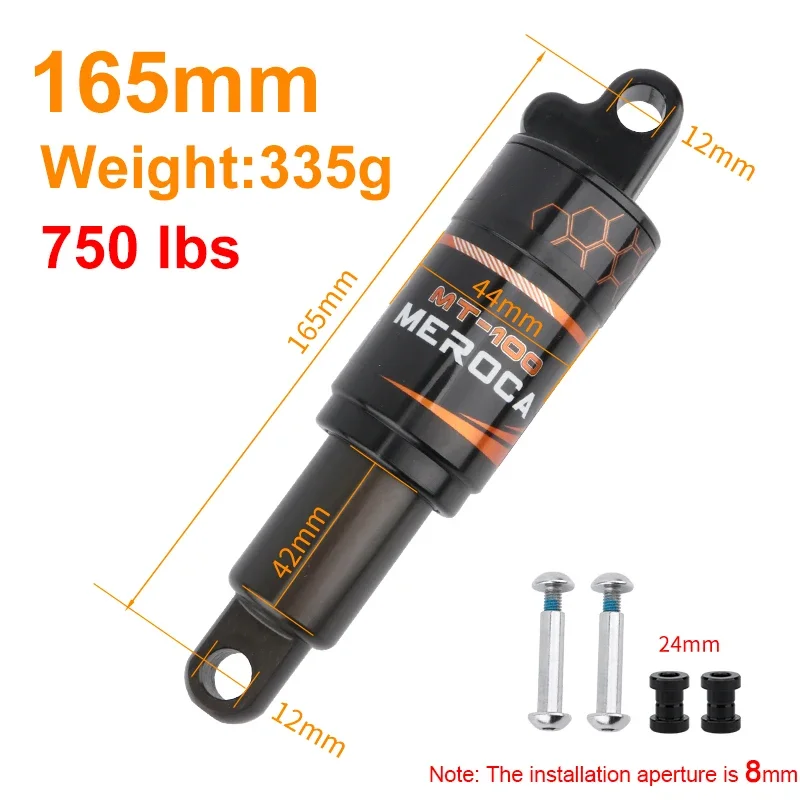 MEROCA Fiets Achter Schokdemper 125/150/165/190mm Elektrische Scooter Schokdemper Mountainbike Olie lente Schokdemper