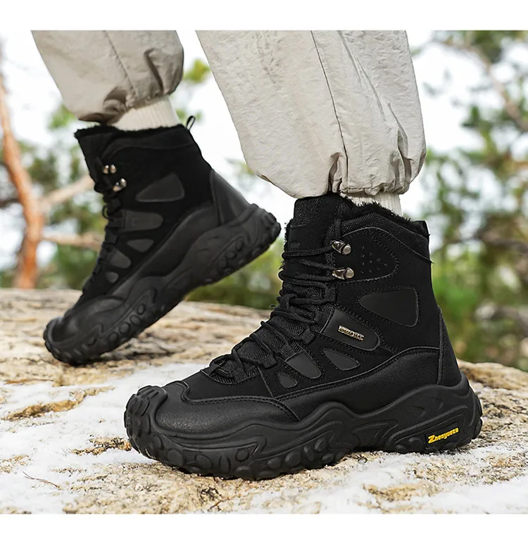 Herren-Outdoor-Hochschuhstiefel für Herbst und Winter, große Größen, mit Fleece gefüttert, warm, lässig, sportlich, Schneestiefel, geeignet für Herbst- und Winter-Outdoor-Wanderungen, Reisen und Pendeln – Detail 12