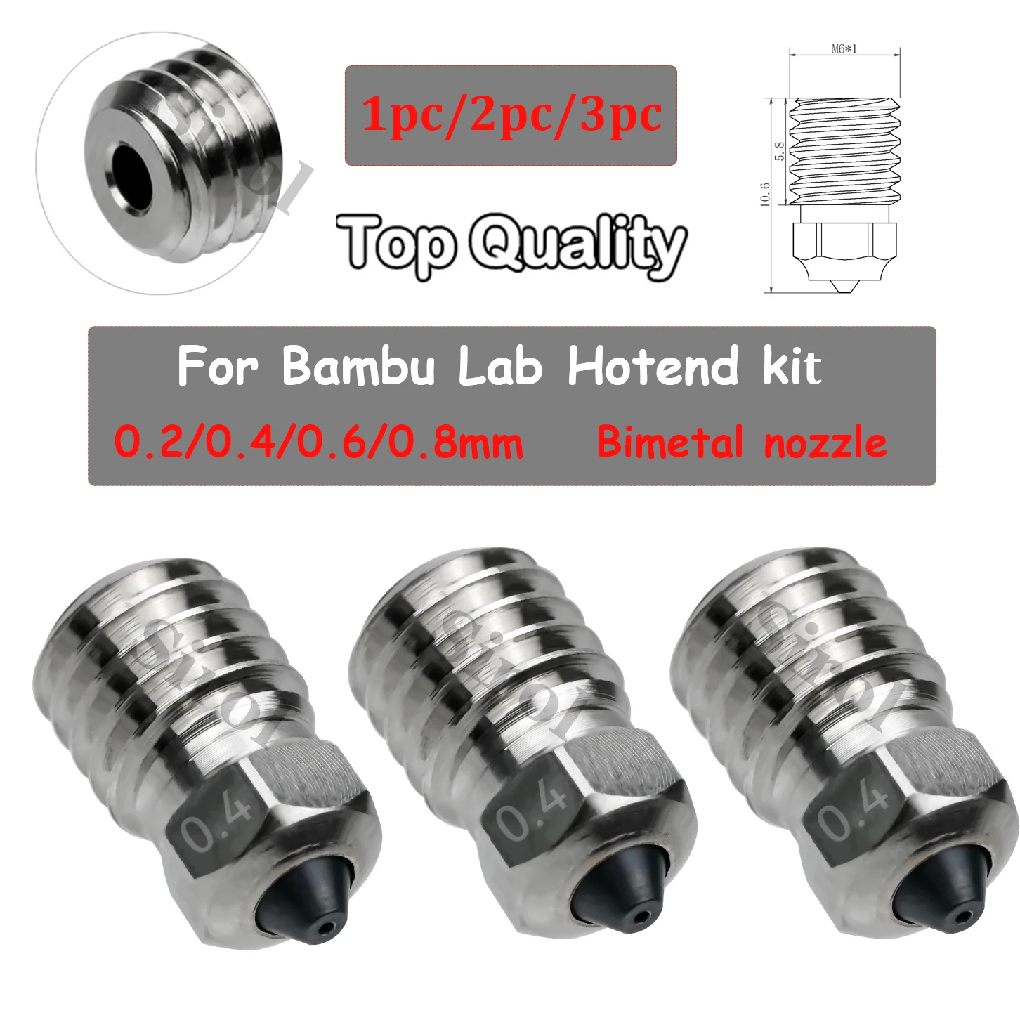 For Bambu Lab Hotend Kit Nozzles Bimetallic Hardened Steel Nozzles Copper Plating V1 V2 V3 Hotend Nozzle 3D Printer Parts X1C