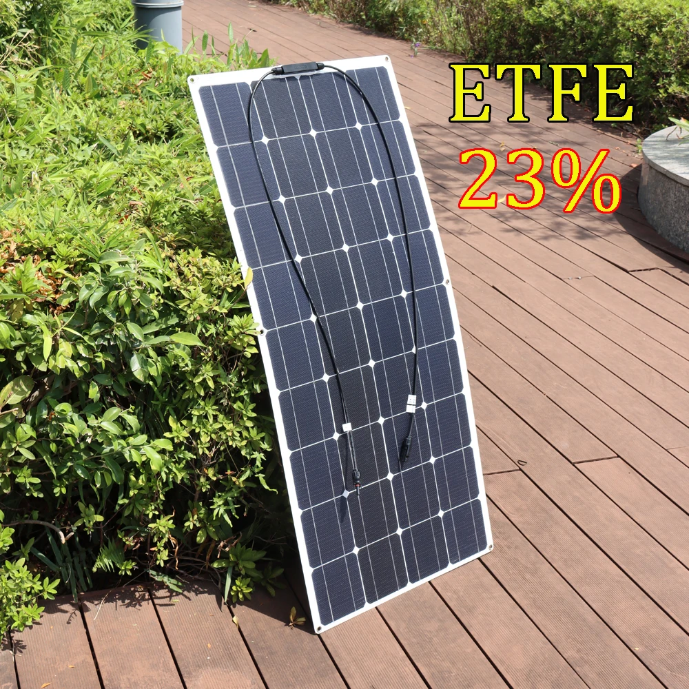 ETFE PET لوحة طاقة شمسية مرنة 150 واط 100 واط 80 واط لوحة كهروضوئية 12 فولت شاحن بطارية خلية أحادية العربة RV سقف قارب السيارة الاتحاد الأوروبي الشحن #1