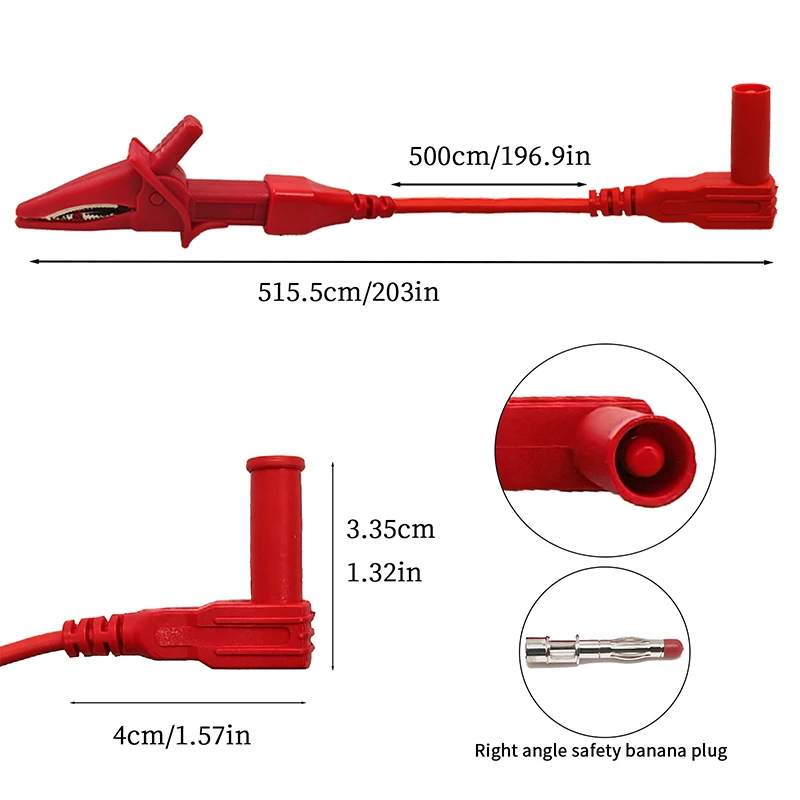 2pcs Heavy Duty Crocodile Clip Test Leads For Multimeter & Voltmeter - With Standard Banana Plug, 3.28FT/16.4FT Available