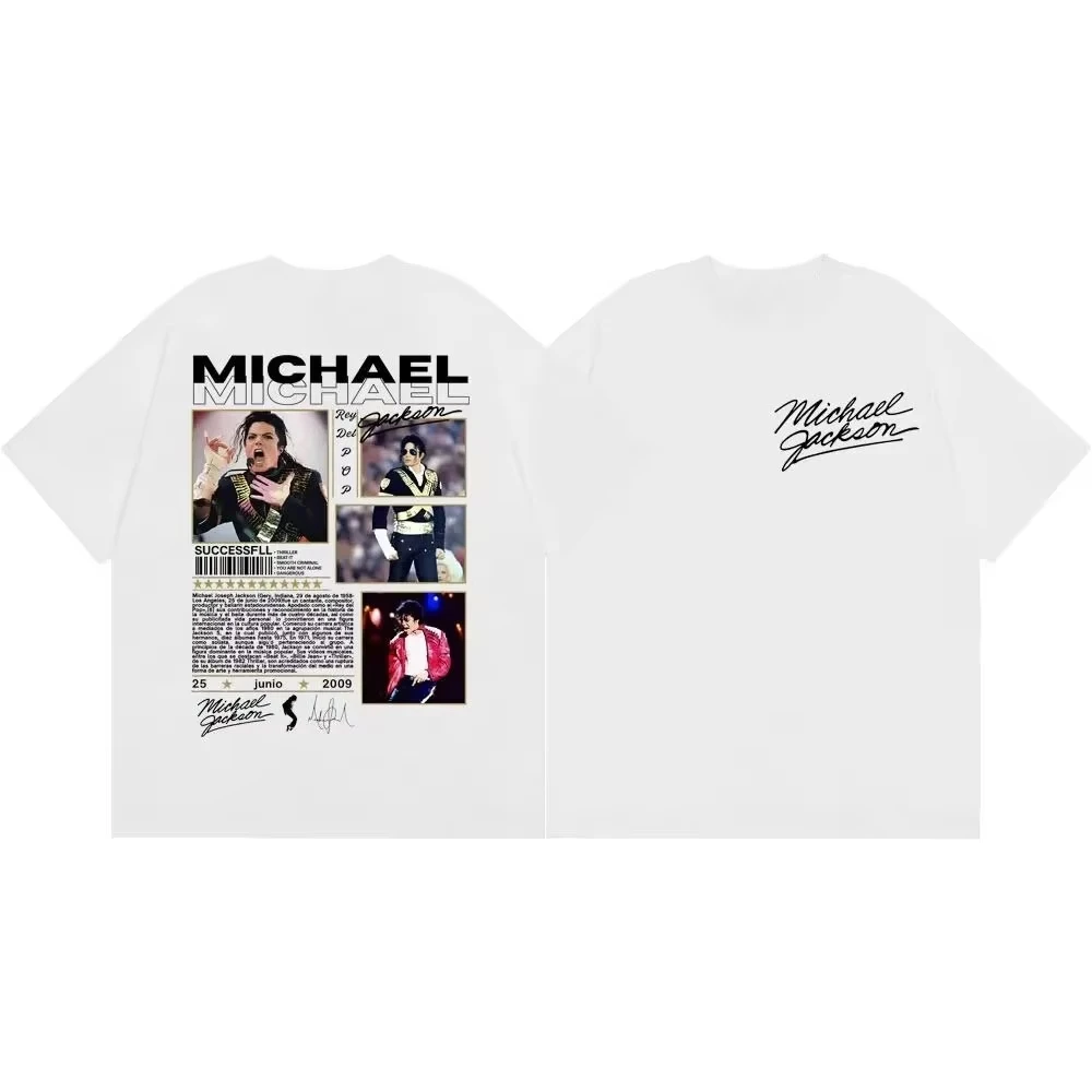 Michael Jackson King of Pop Legend Vintage Graphic Tee T Shirt Men's Women's Unisex Cotton Retro Cool Oversize Short Sleeve Top