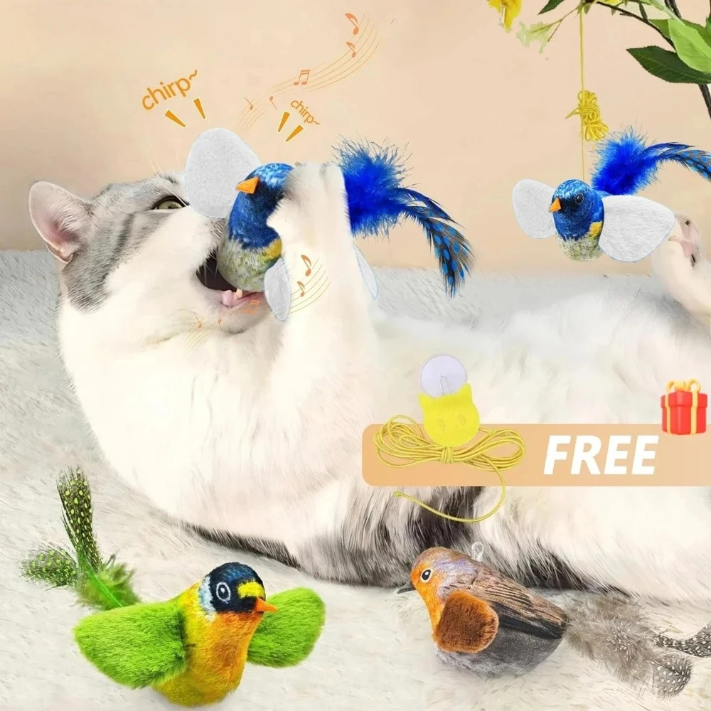 Interaktives Vogelspielzeug für den Innenbereich für Katzen, Jagdspielzeug, klingendes Katzenminze, Katzen-Teaser-Spielzeug, Selbsthilfe, Wandbehang, Vögel, Katzenspielzeug – Detail 14
