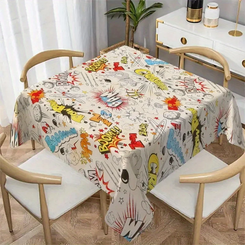 Luxurious rectangular tablecloth in graffiti style, suitable for outdoor parties
