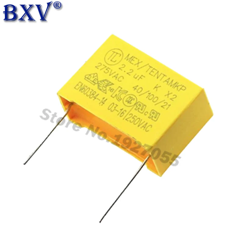 5pcs X2 Safety Capacitor 27.5mm 275VAC 275V 1uF 1.2uF 1.5uF 2uF 2.2uF 3.3uF Polypropylene Film Capacitor BXV