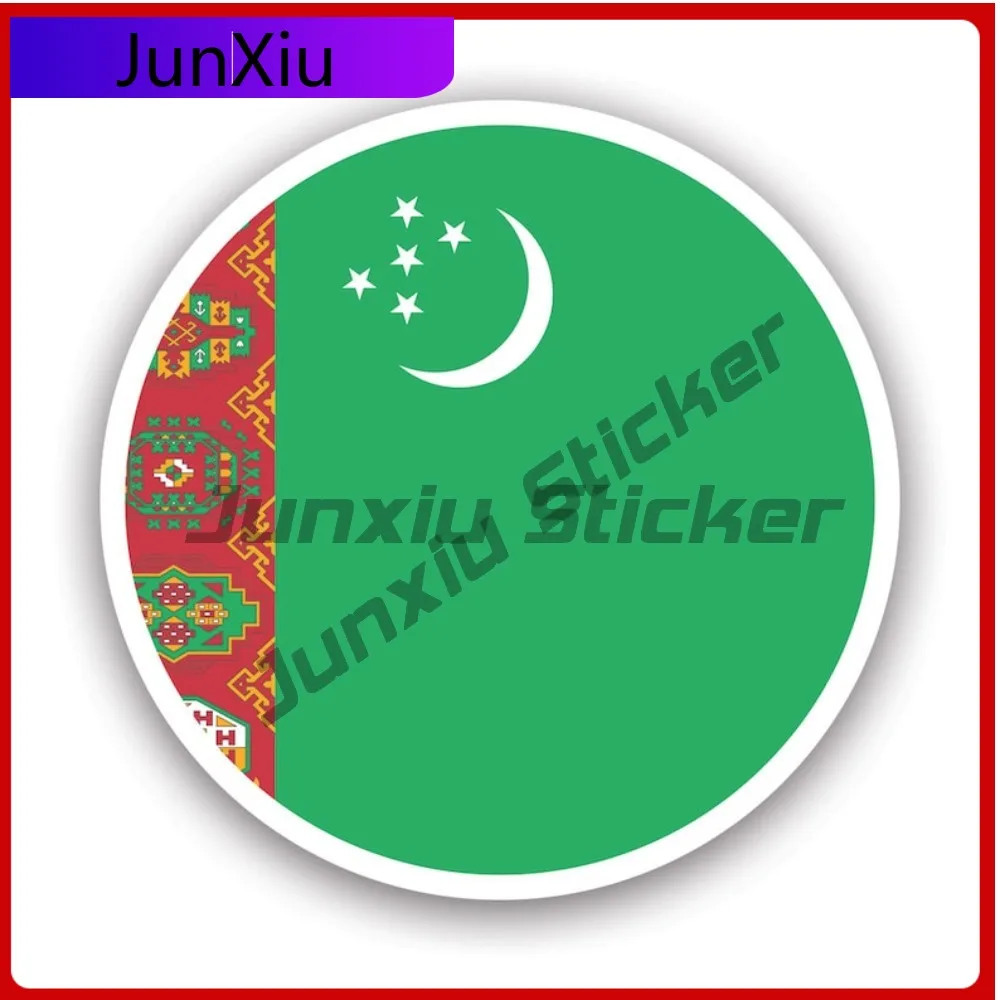 

Round Turkmen Flag Sticker Waterproof Outdoor Cute Bumper Waterproof Vinyl Decal For Mobile Phones Fun Unique Decor Unique