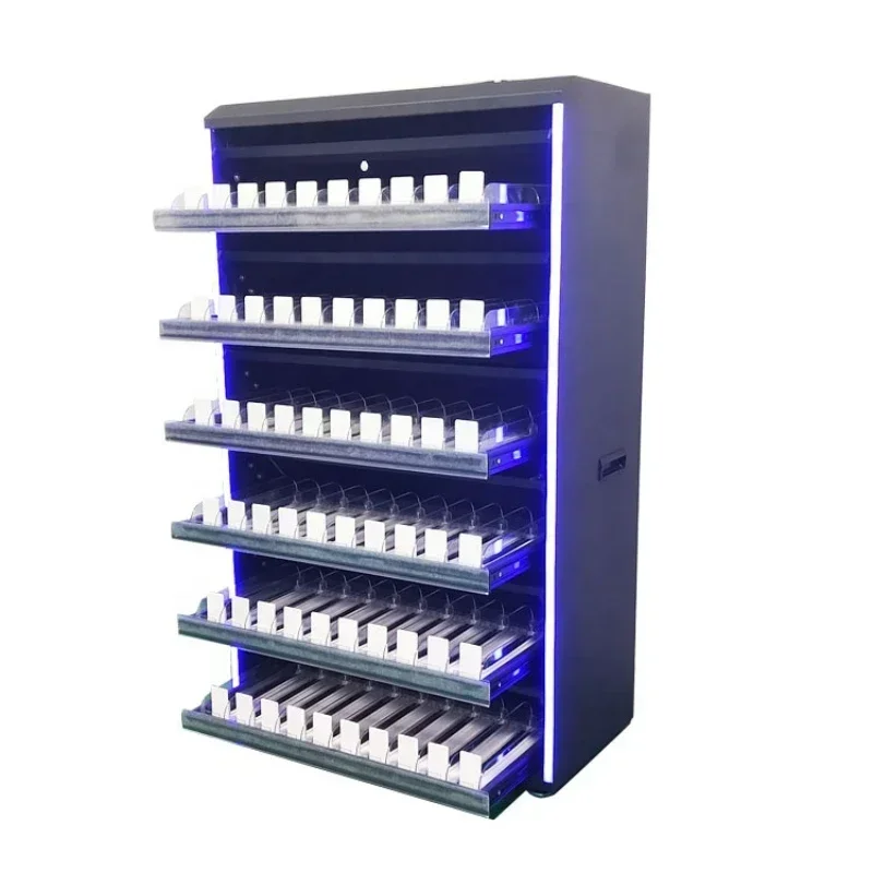 

Supermarket Retail Shelving Cabinet Showcase Pos Store Floor Metal Cigarette Display Rack Stand With Led Light For Retail Shop