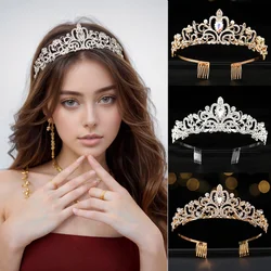 Luxury Crystal Crowns and Tiaras with Comb Headband for Girl Women Princess Birthday Party Wedding Prom Bridal Gifts