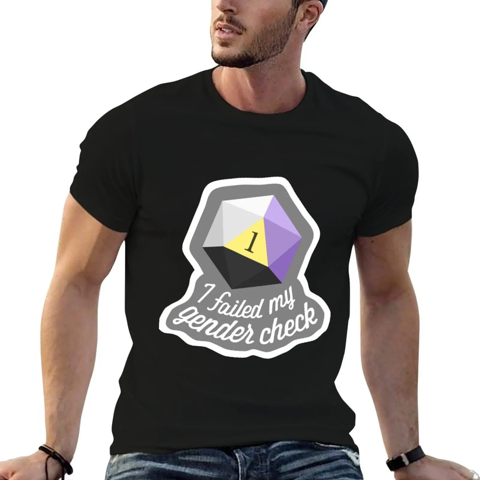 I failed my gender check (Non-Binary) T-Shirt funny shirt cotton summer top mens graphic t-shirts pack