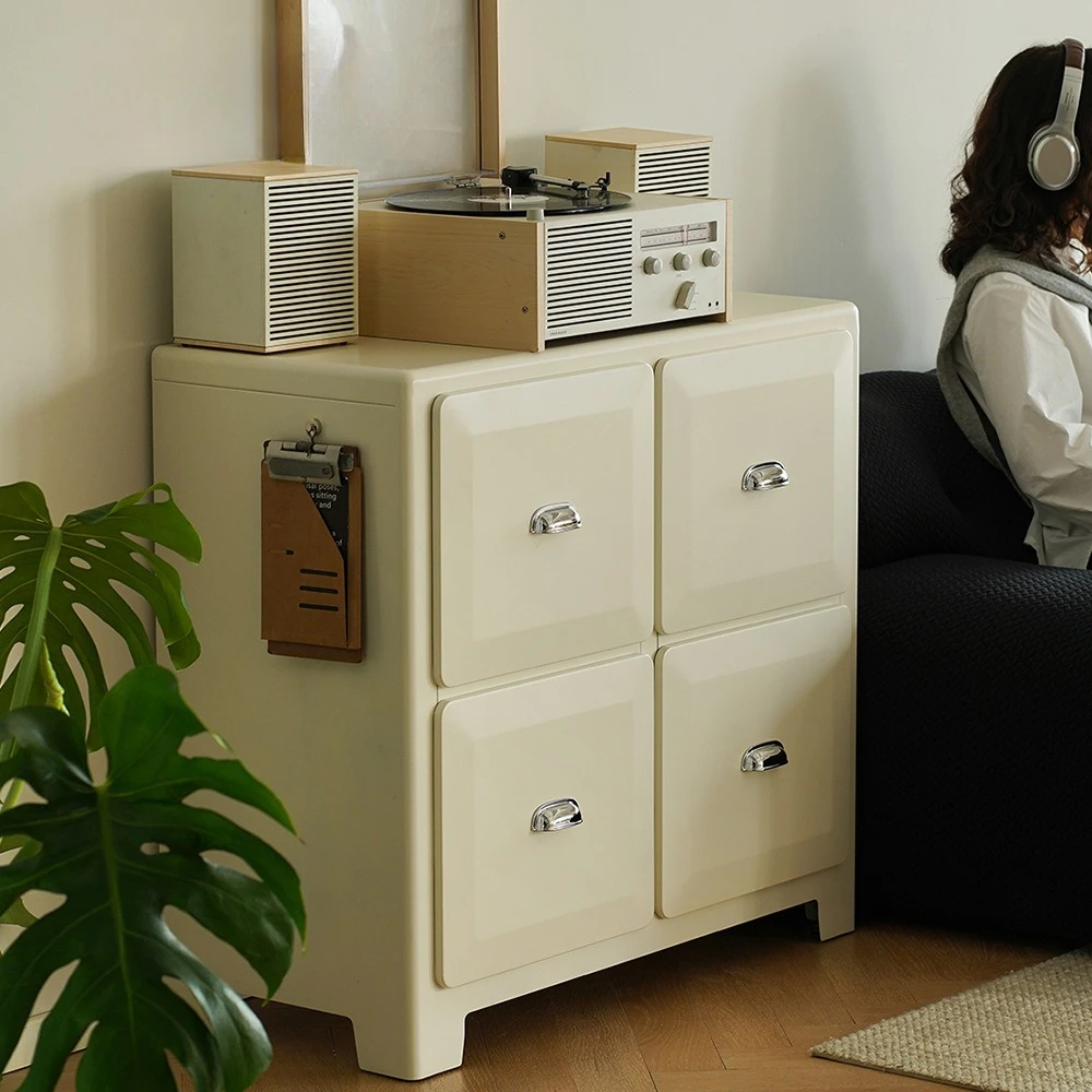 

Japanese-style retro metal tin cabinet, household living room, sofa, chest cabinet, side cabinet, storage, drawer cabinet