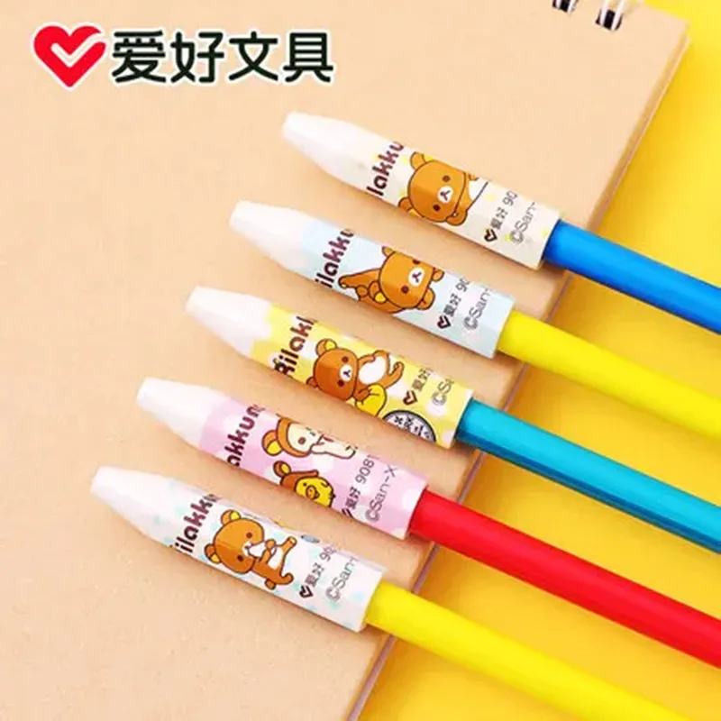 5pcs/Pack AIHAO 90815 Pen Cover Cap Rilakkuma Neutral Pencil Cover School Supplies Kawaii School Cartoon