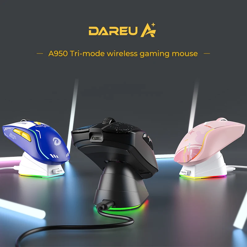 Imagem -02 - Dareu-tri-mode Connect Wireless Gaming Mouse Bluetooth Wired 2.4g Ratos com Base de Carregamento Botões Kbs Mous para Laptop Gamer pc Gamer