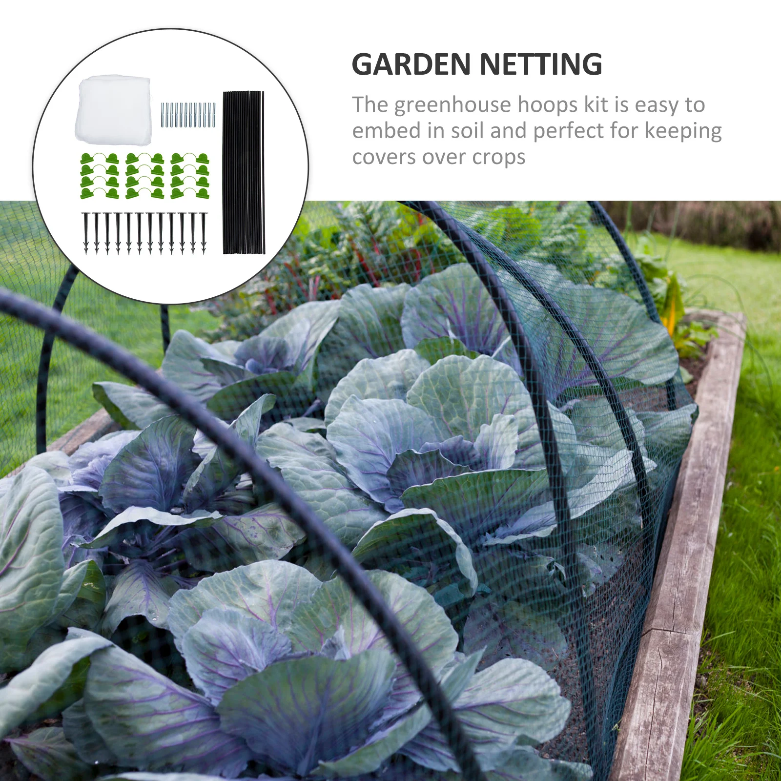 

1 set 1 Set Anti Netting Kit With Greenhouse Hoops Plant Protection Raised Bed Cover Mesh Barrier For Outdoor Pest
