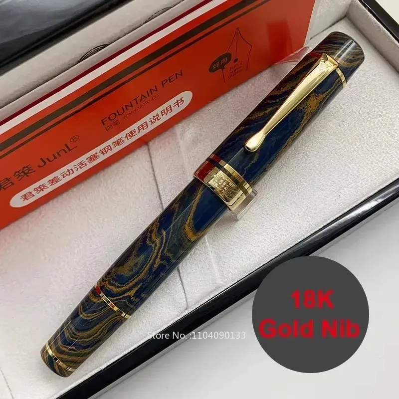 Wingsung Junlai 632 Gold Clip Fountain Pen with 18K Gold Nib 8# German Cumberland Style Piston Filler Luxury Writing