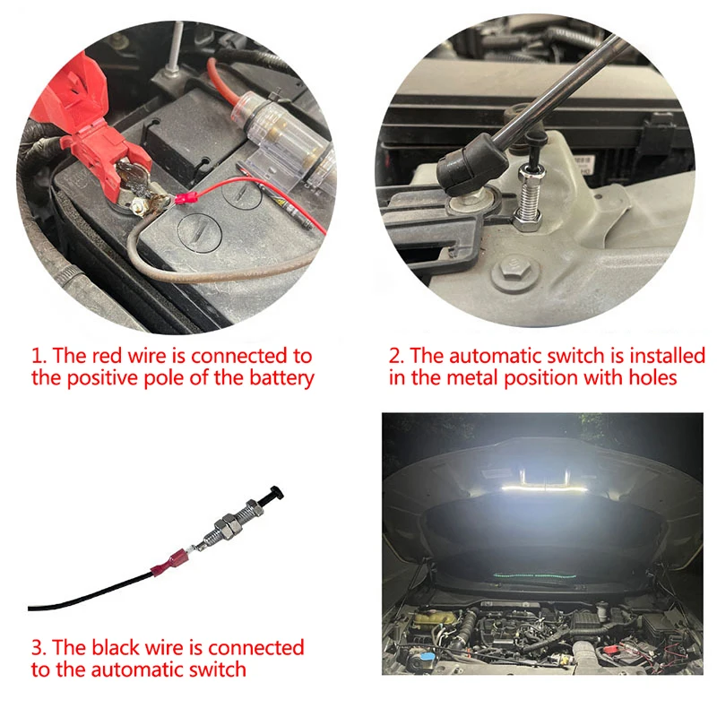 White Under Hood LED Light Kit With Automatic on/off -Universal Fits any Vehic Car LED Lights Automatic Switch Ties Strips